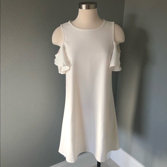 SheIn White Ruffle Cold Shoulder Mini Dress - Picture 14 of 16